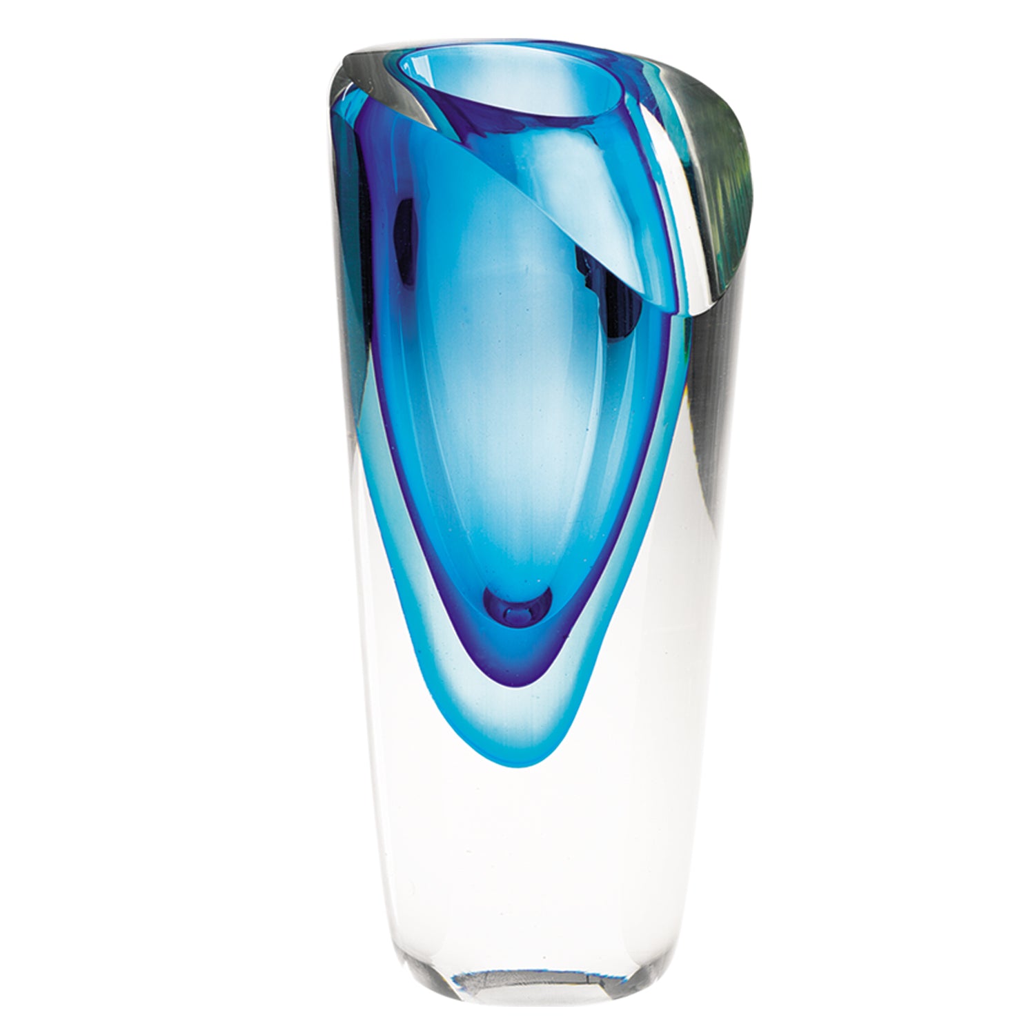 8" Clear and Blue Crystal Table Vase