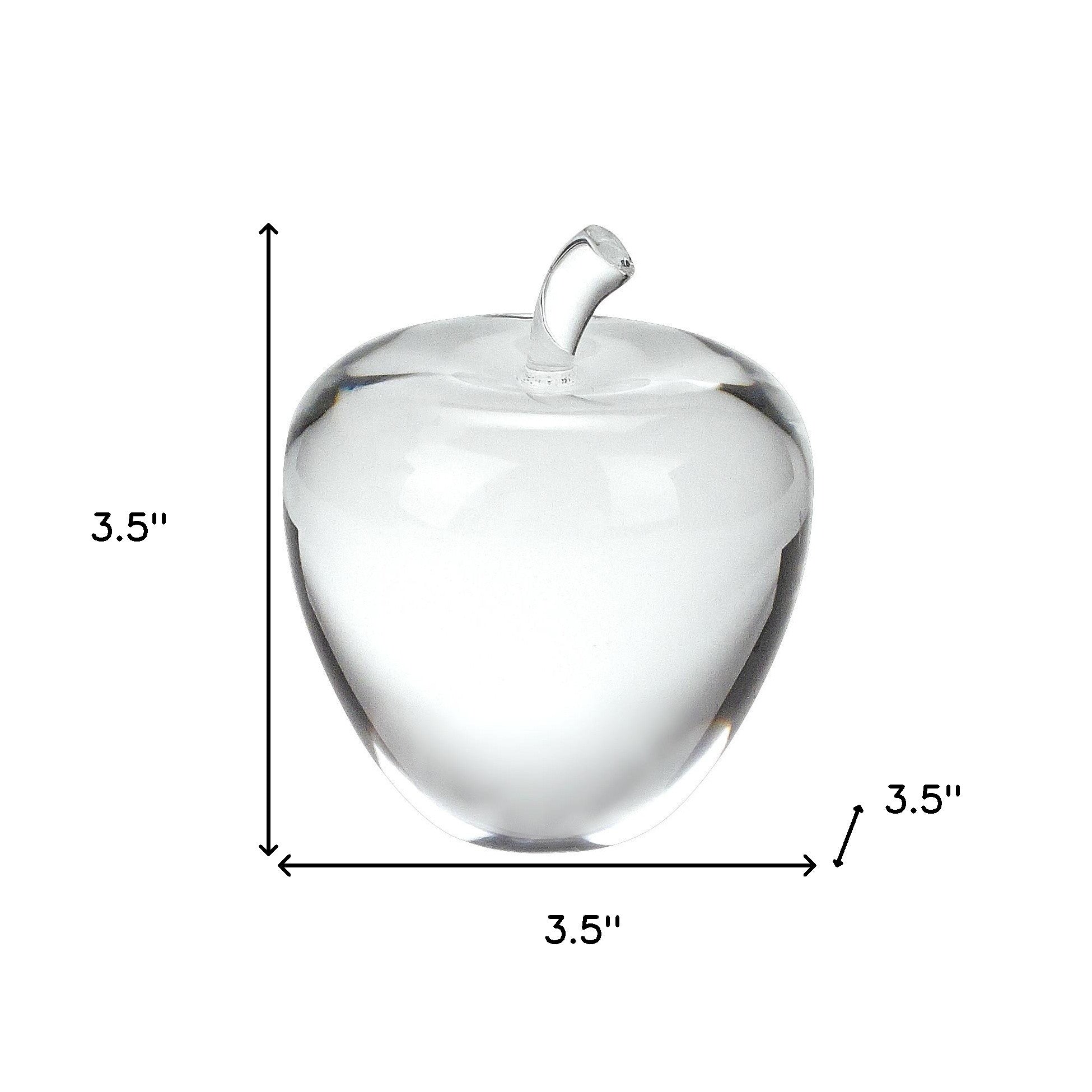 4" Clear Crystal Apple Paperweight Tabletop Sculpture