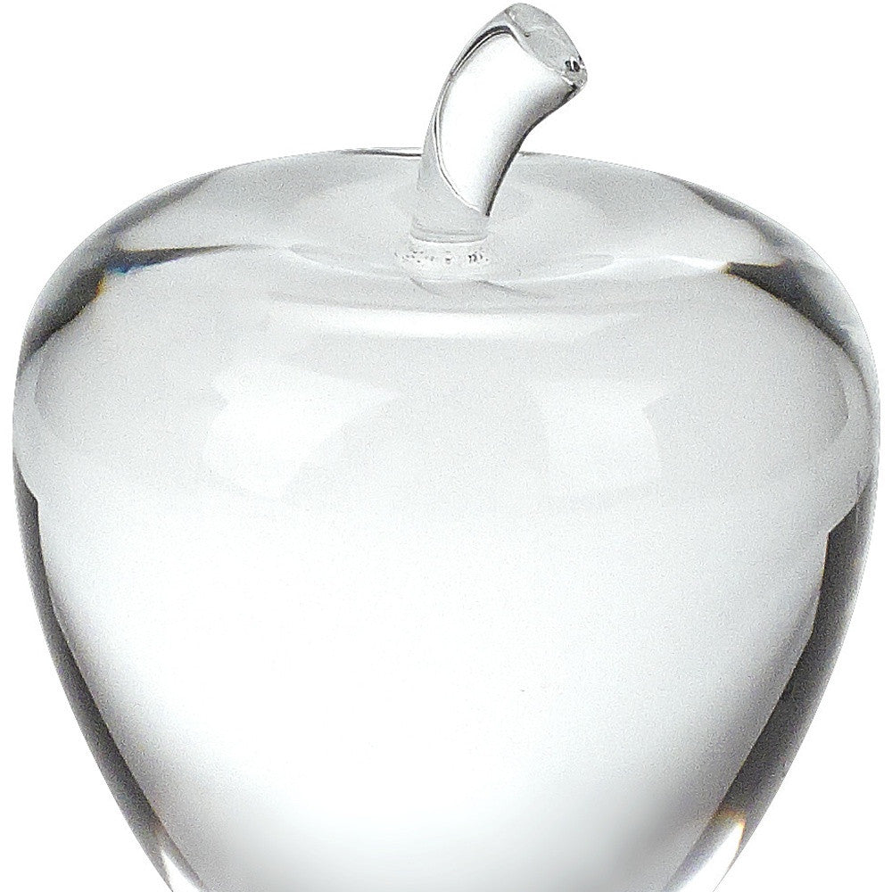 4" Clear Crystal Apple Paperweight Tabletop Sculpture