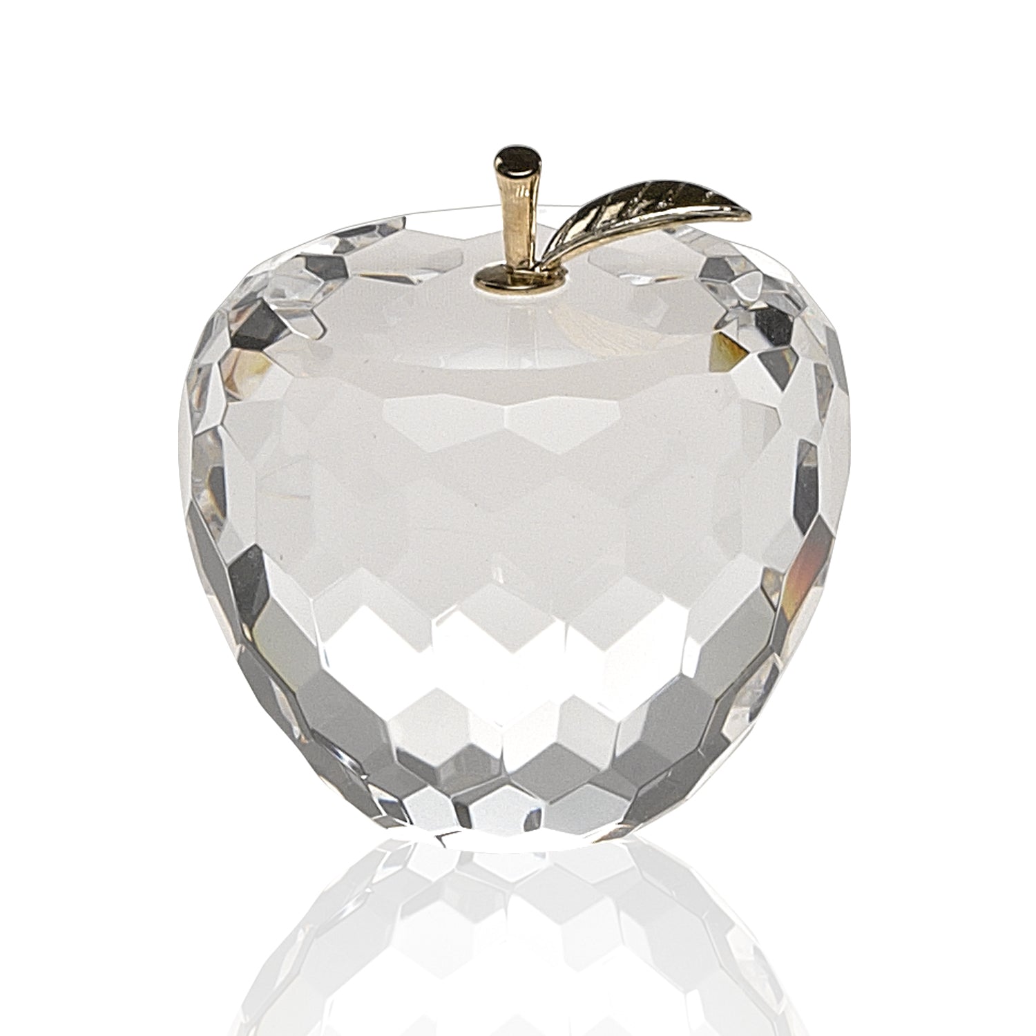 3" Clear and Gold Crystal Apple Tabletop Sculpture