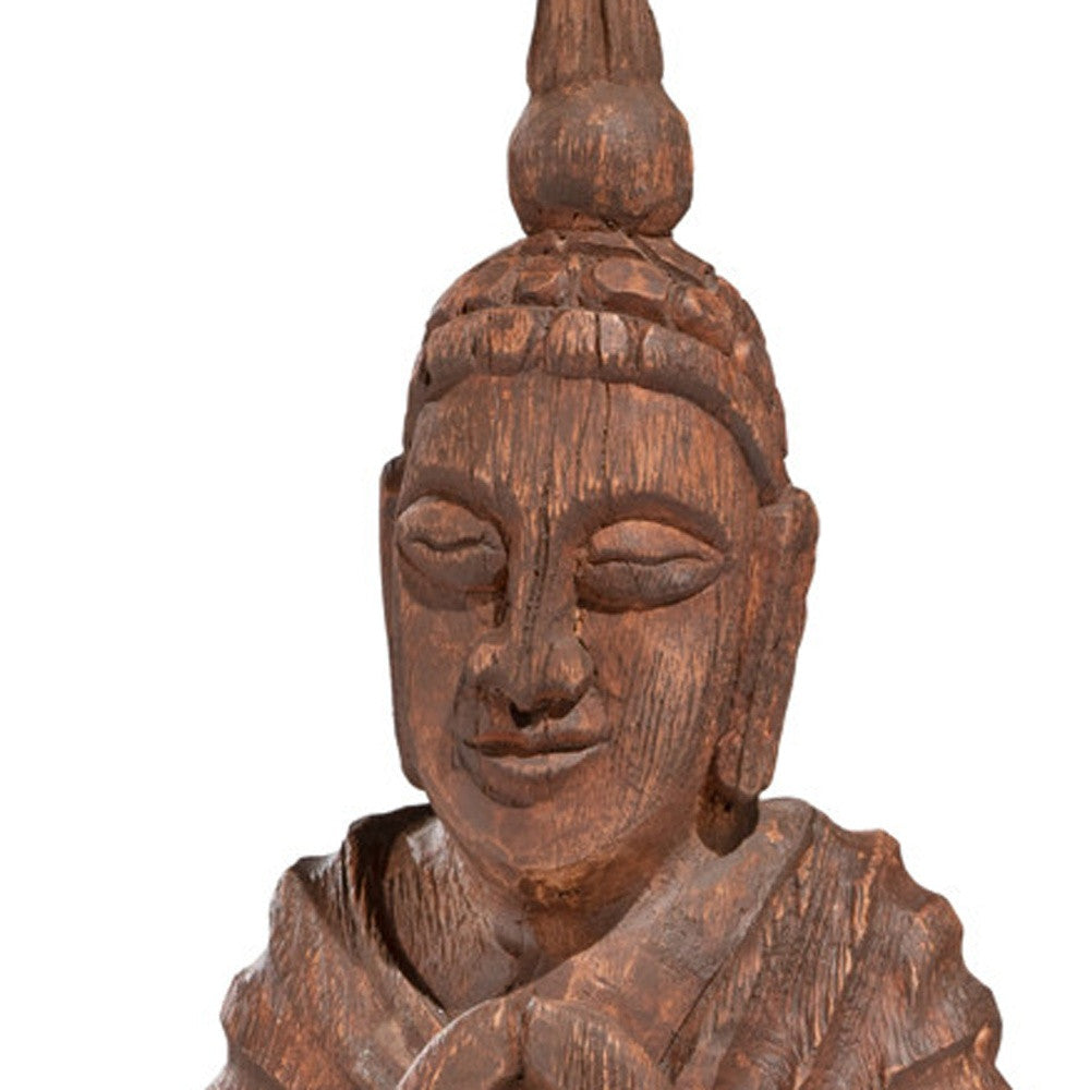 Wooden Seated Buddha Sculpture