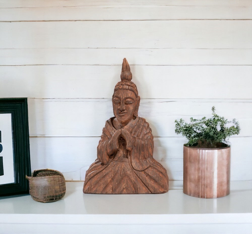 Wooden Seated Buddha Sculpture