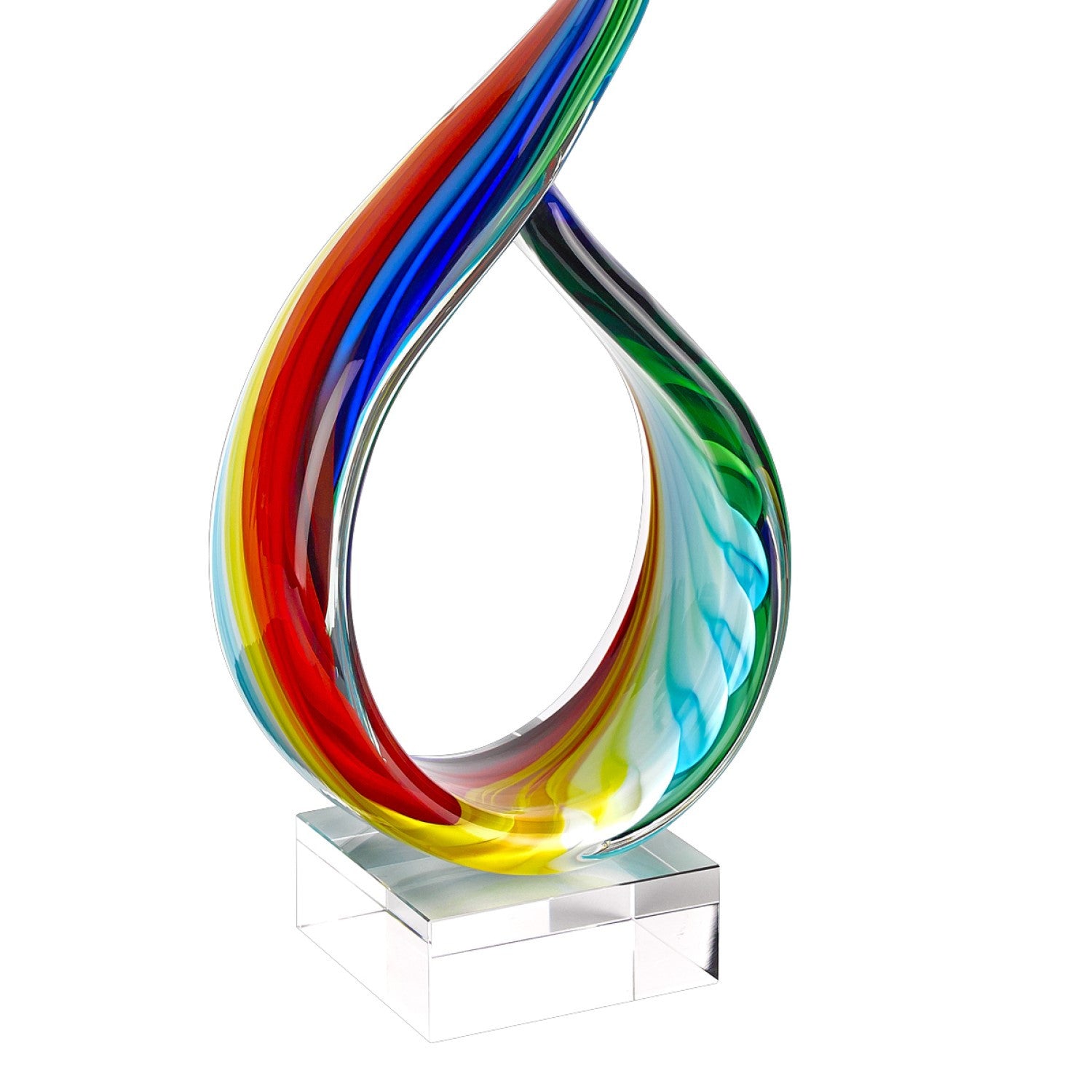 19" Rainbow Murano Glass Modern Abstract Tabletop Sculpture