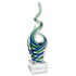 14" Clear Blue and Green Murano Glass Modern Abstract Tabletop Sculpture