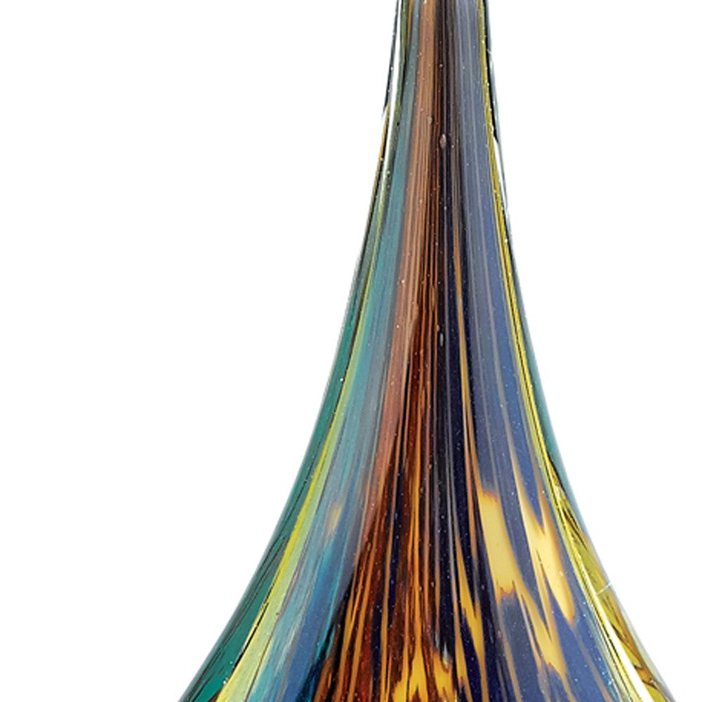 12" Blue and Yellow Murano Glass Modern Abstract Tabletop Sculpture