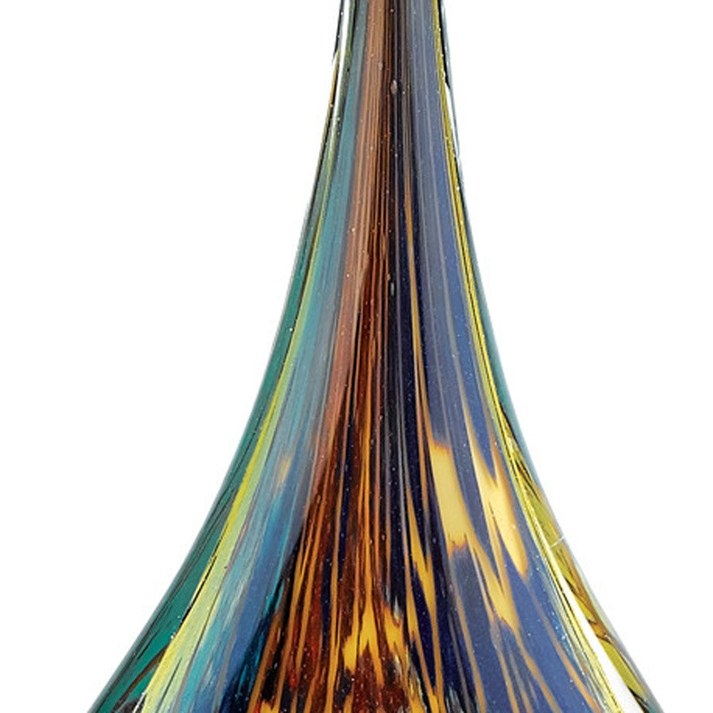 13" Blue and Yellow Murano Glass Modern Abstract Tabletop Sculpture