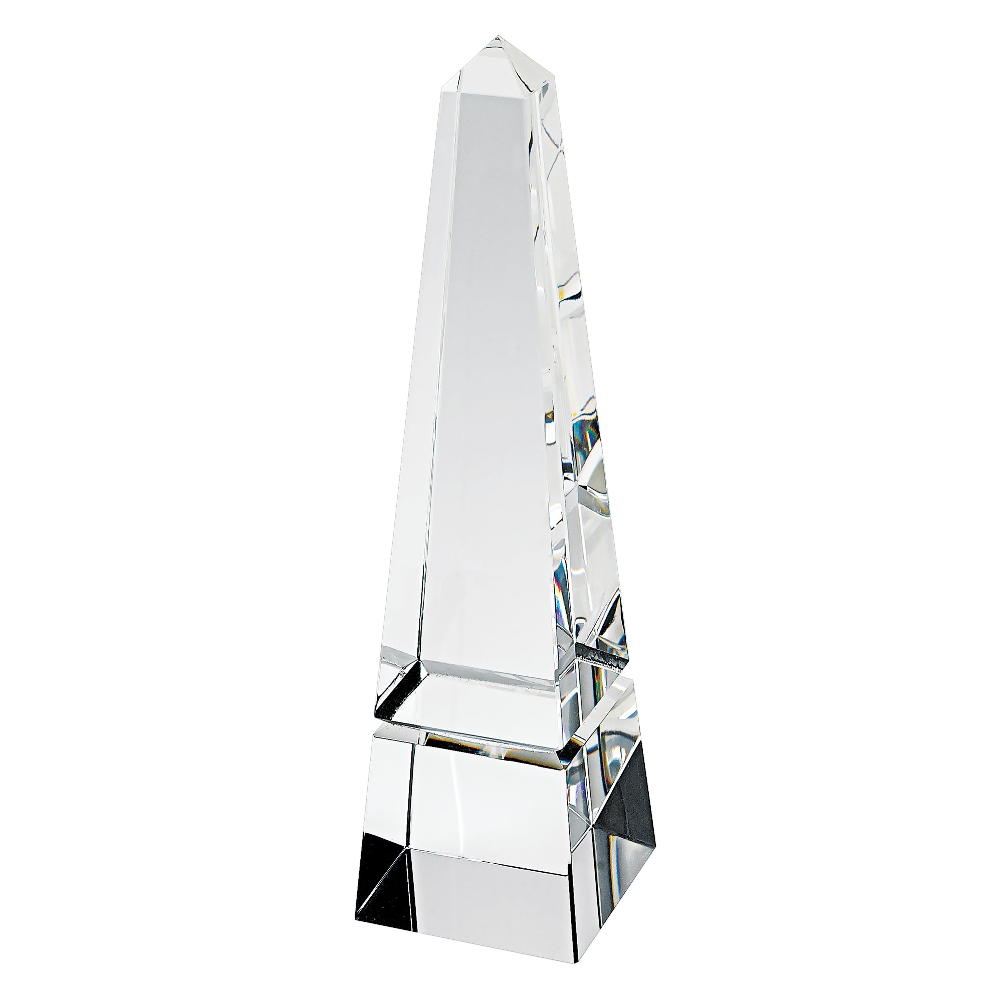 12" Clear Crystal Obelisk Statue