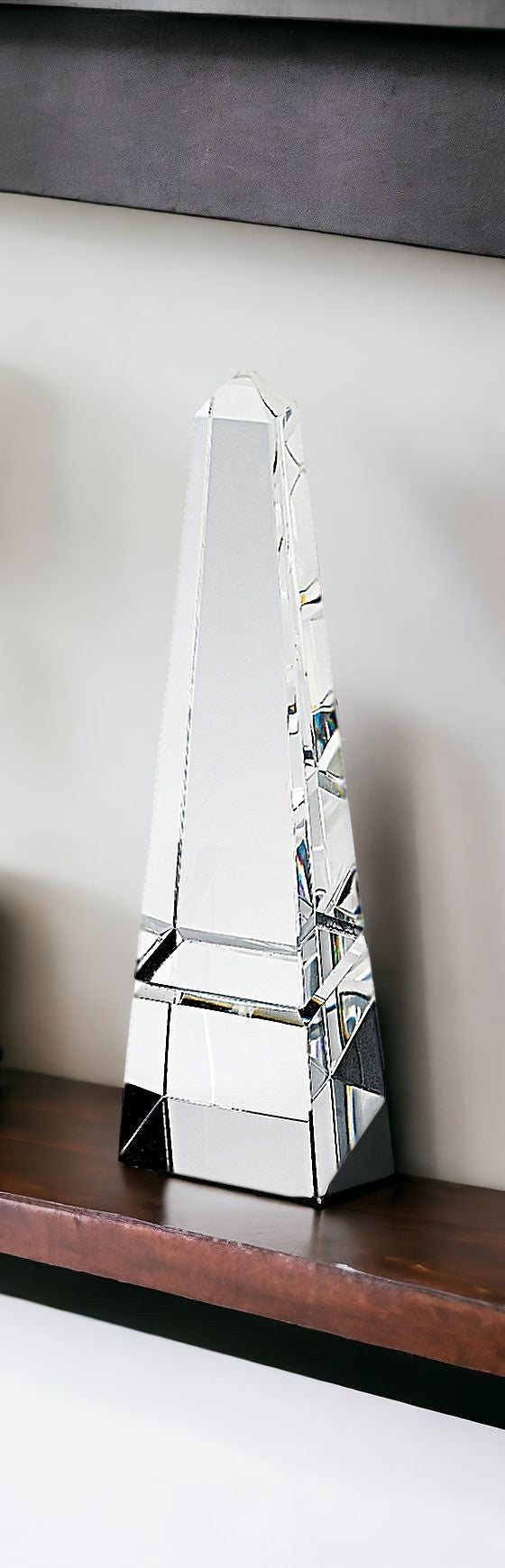 12" Clear Crystal Obelisk Statue