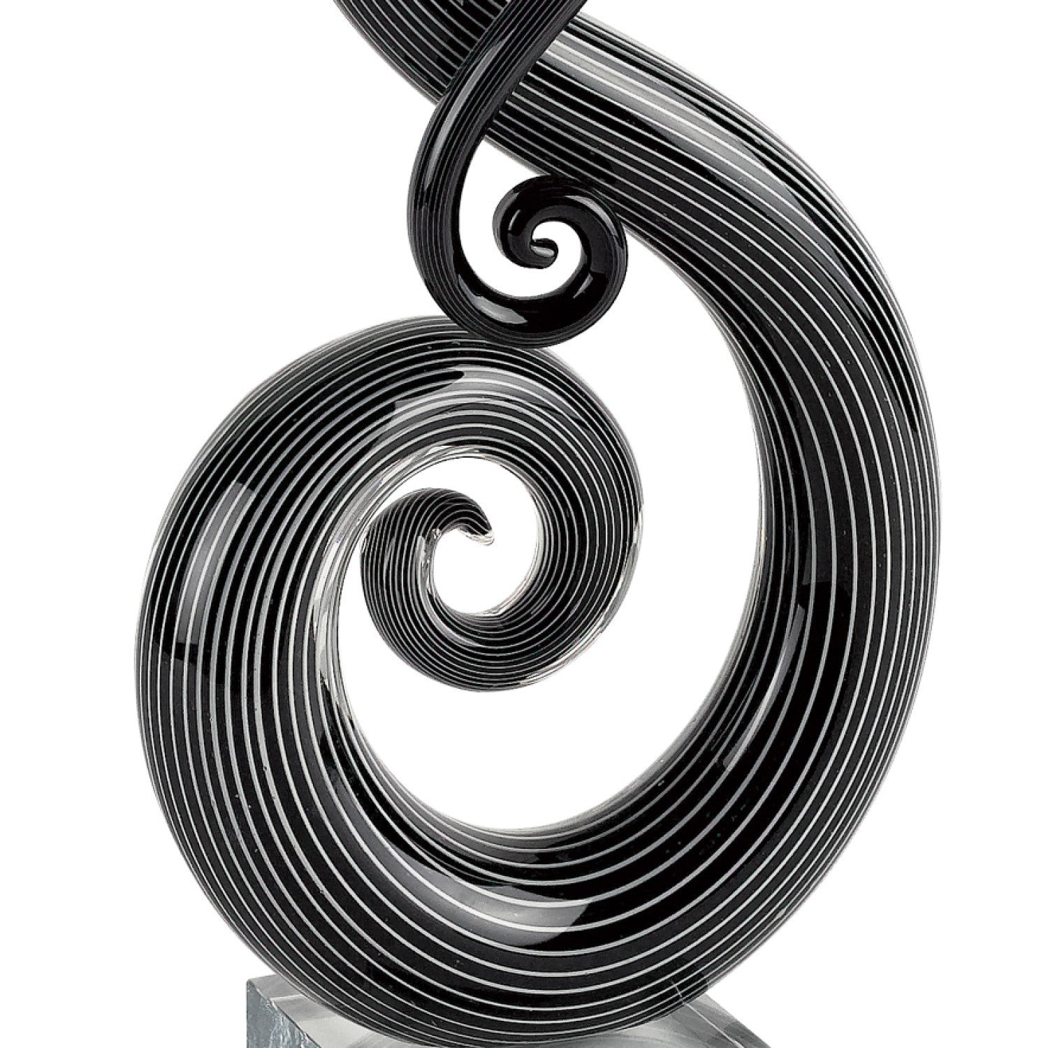 12" Black and White Murano Glass Modern Abstract Tabletop Sculpture