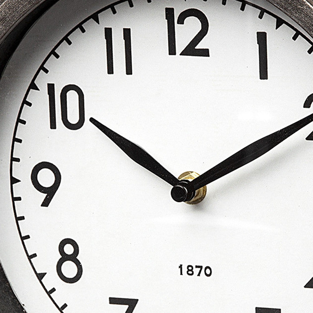 Rustic Brown Metal Porthole Desk  Table Clock