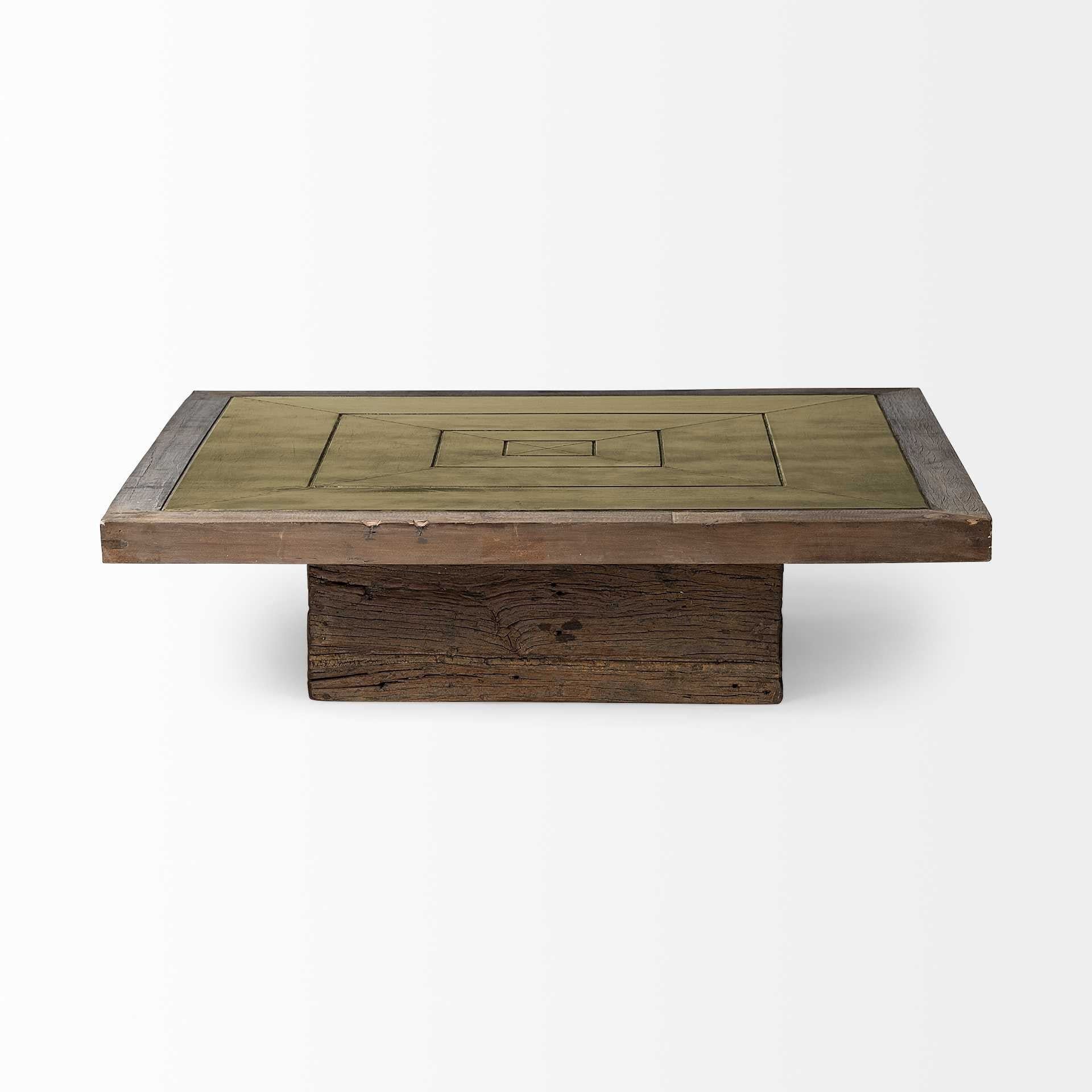 50" Brown Solid Wood Square Distressed Coffee Table