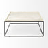 36" White And Black Genuine Marble And Metal Square Coffee Table