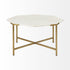 33" White And Gold Genuine Marble And Metal Hexagon Coffee Table