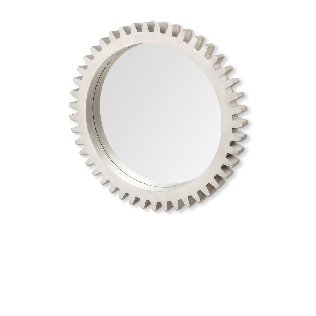 35.5" Round White Wood Frame Wall Mirror