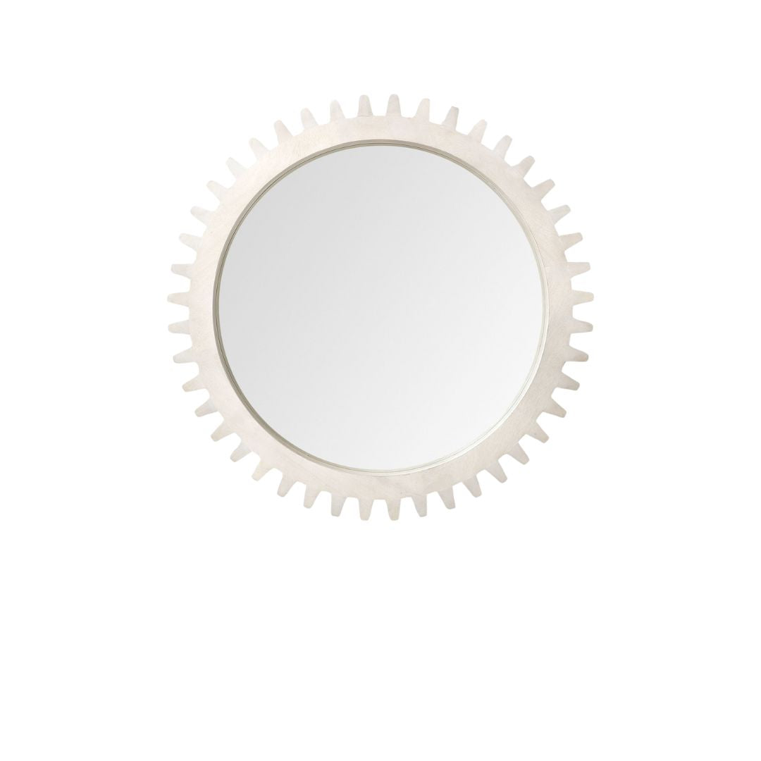 35.5" Round White Wood Frame Wall Mirror