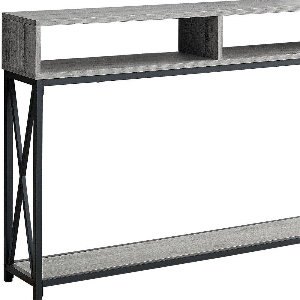 47" Gray And Black Frame Console Table With Storage