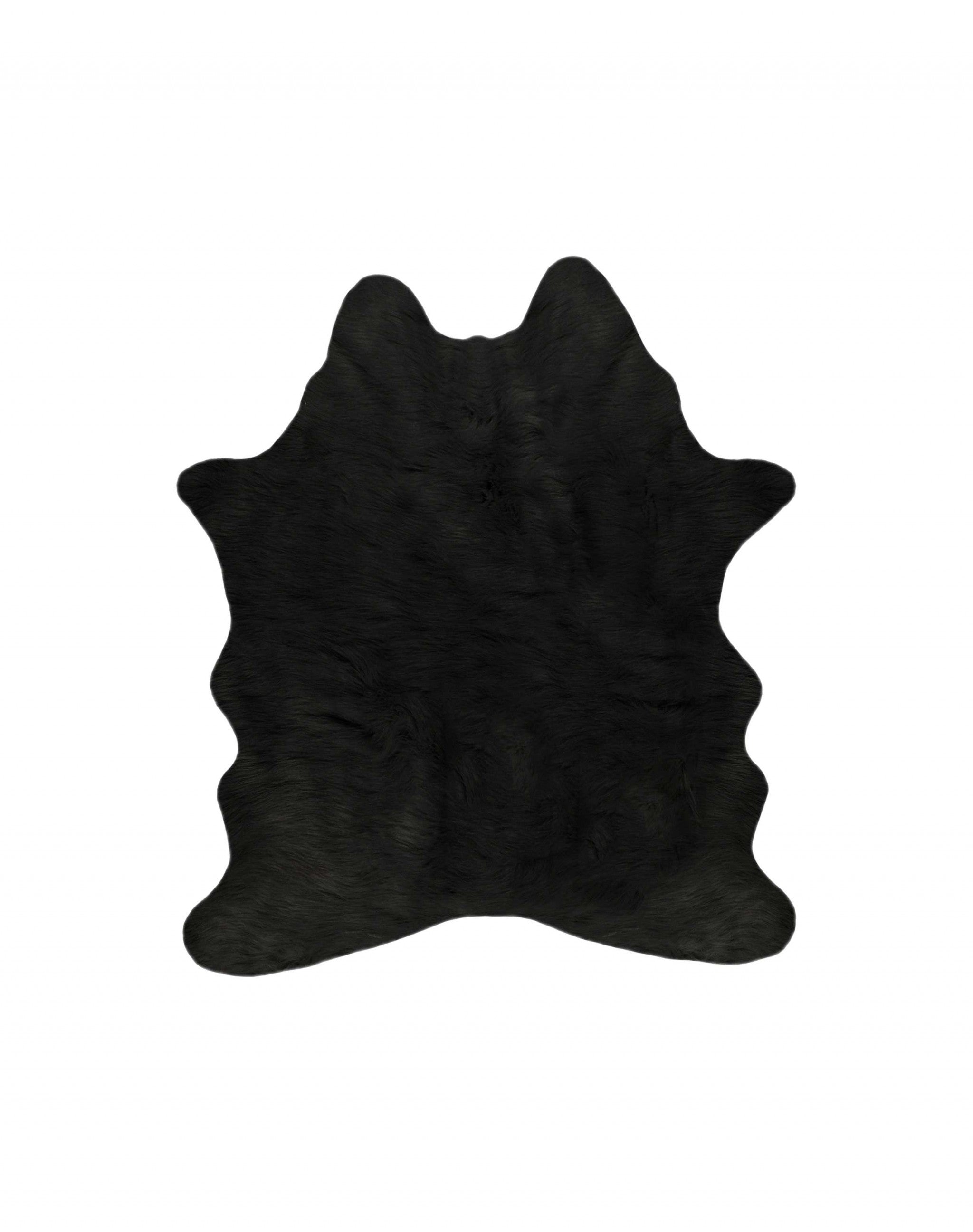 4' x 5' Black Faux Cowhide Machine Tufted Area Rug