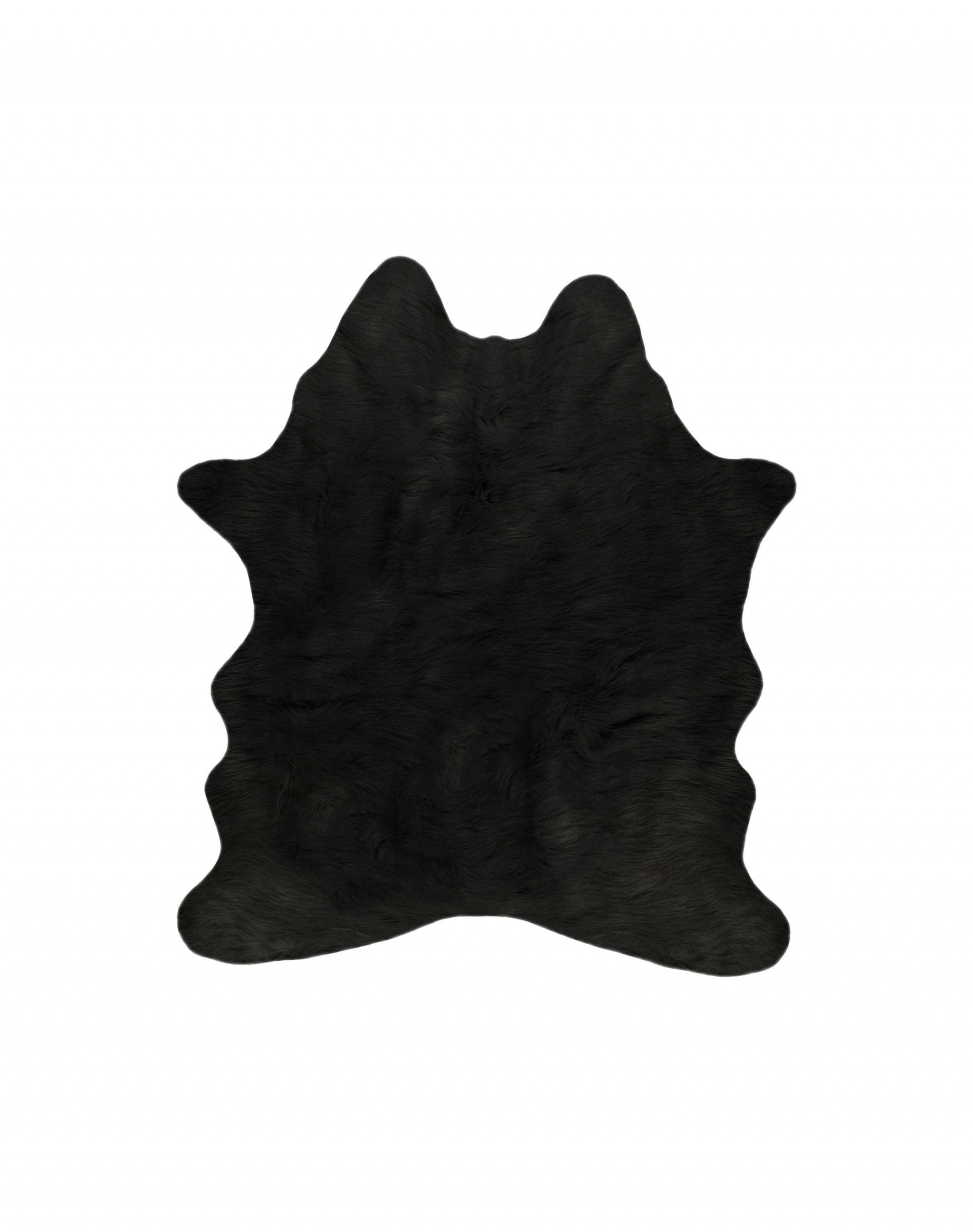 4' x 5' Black Faux Cowhide Machine Tufted Area Rug