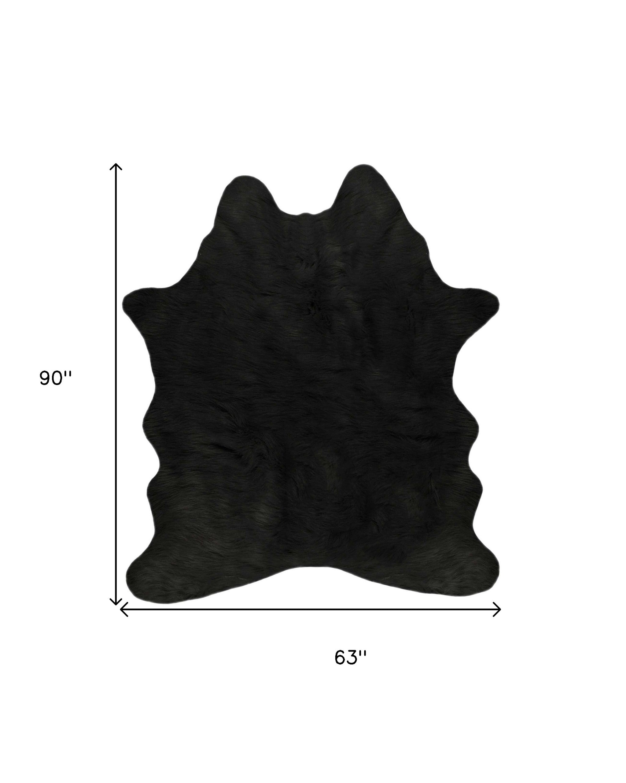 5' x 7' Black Faux Cowhide Area Rug