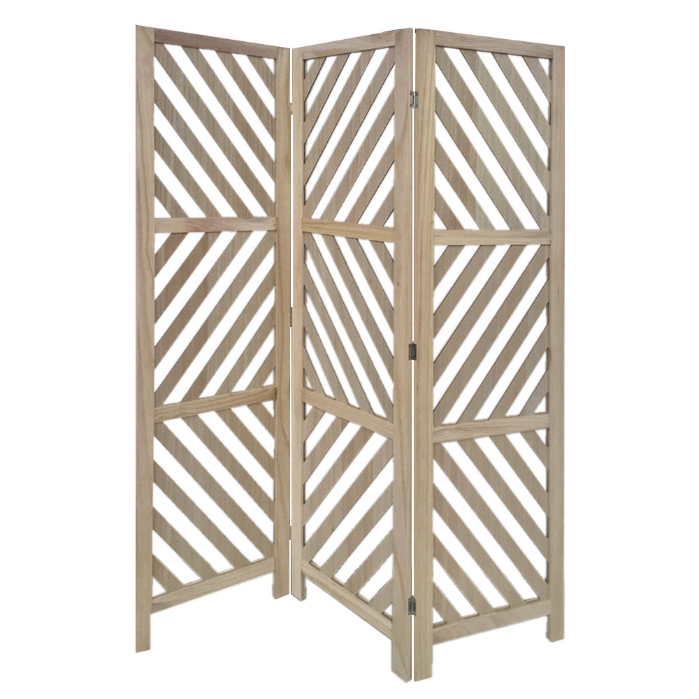 67" Brown Solid WoodFolding Three Panel Screen Room Divider
