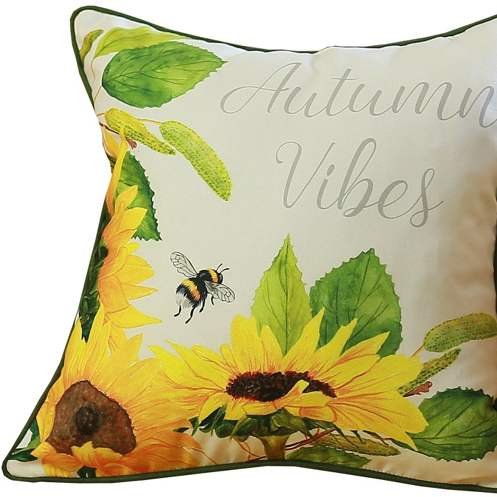 Set Of 4 Square Autumn Vibes Sunflower Pillow Covers