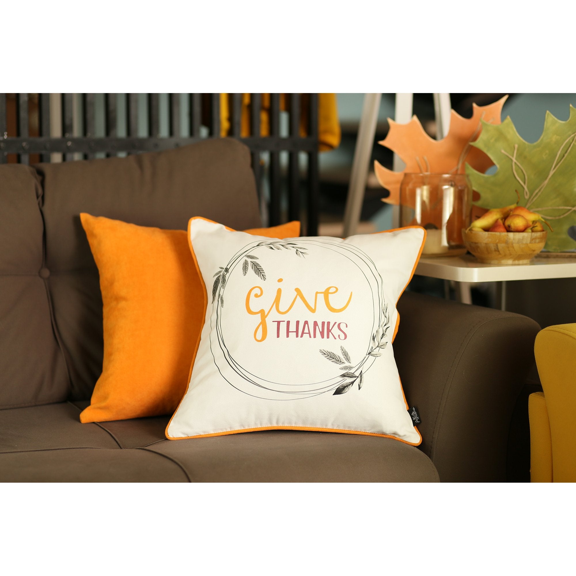 Set Of 4 18" Thanksgiving Pie Throw Pillow Cover In Muliticolor