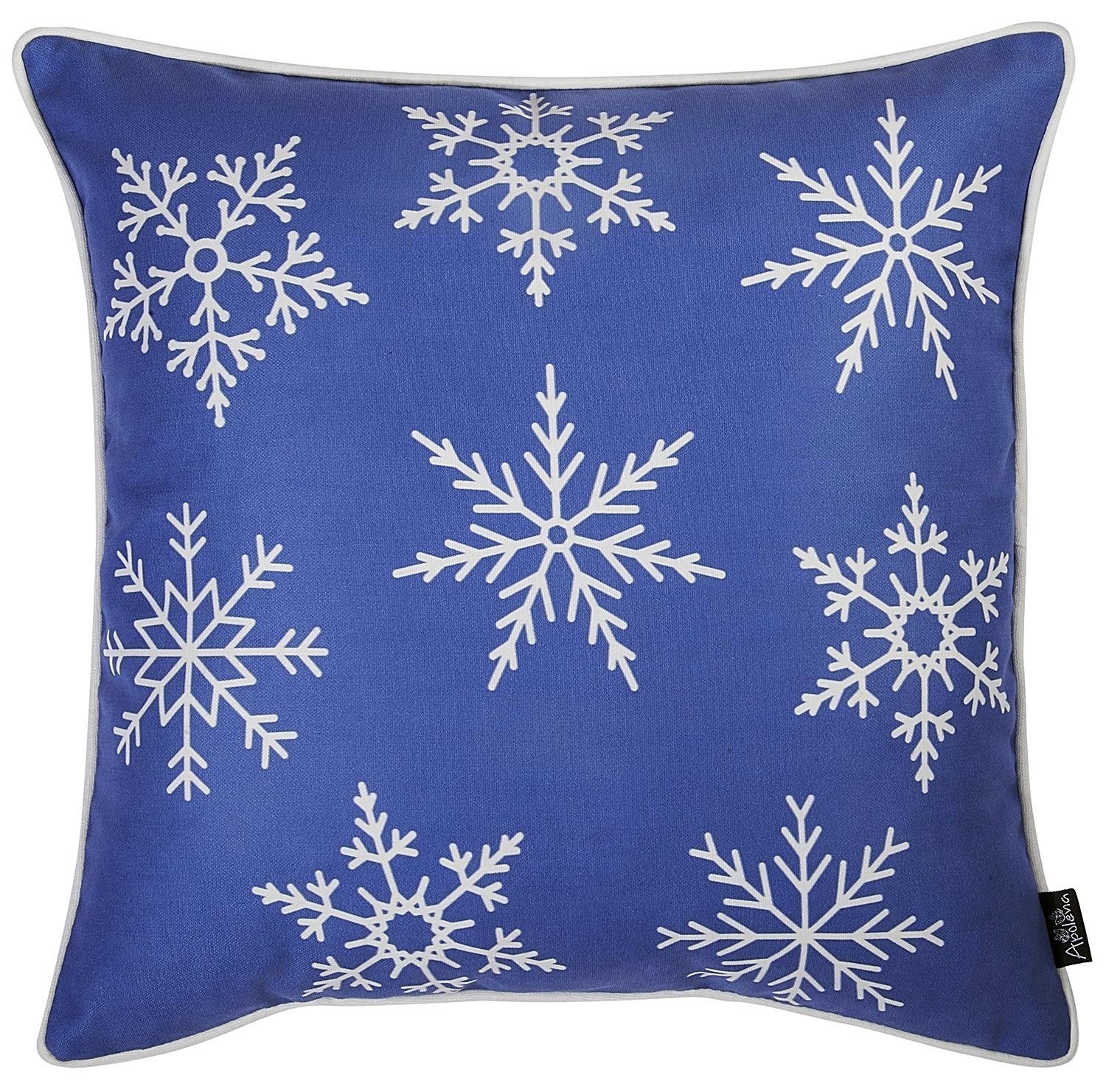 Set Of 4 18" Christmas Snowflakes Throw Pillow Cover In Blue