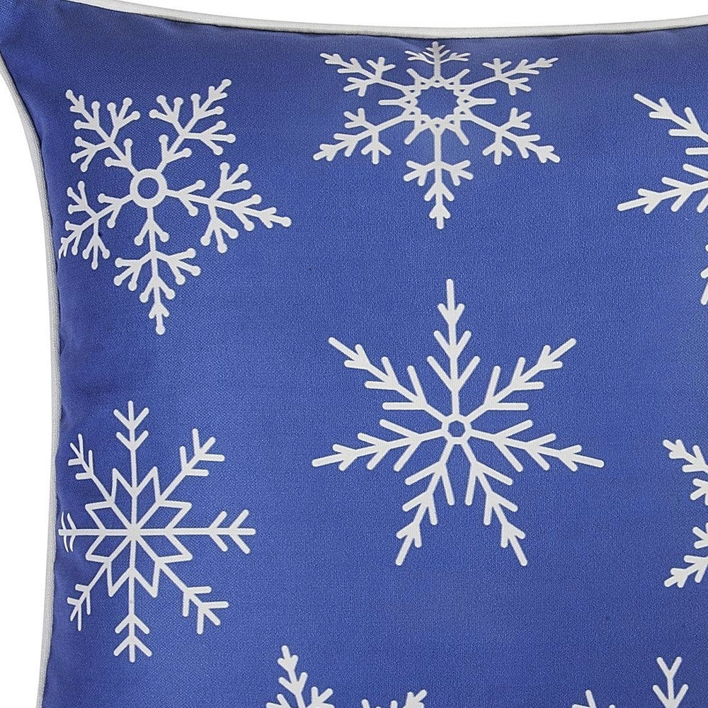 Set Of 4 18" Christmas Snowflakes Throw Pillow Cover In Blue