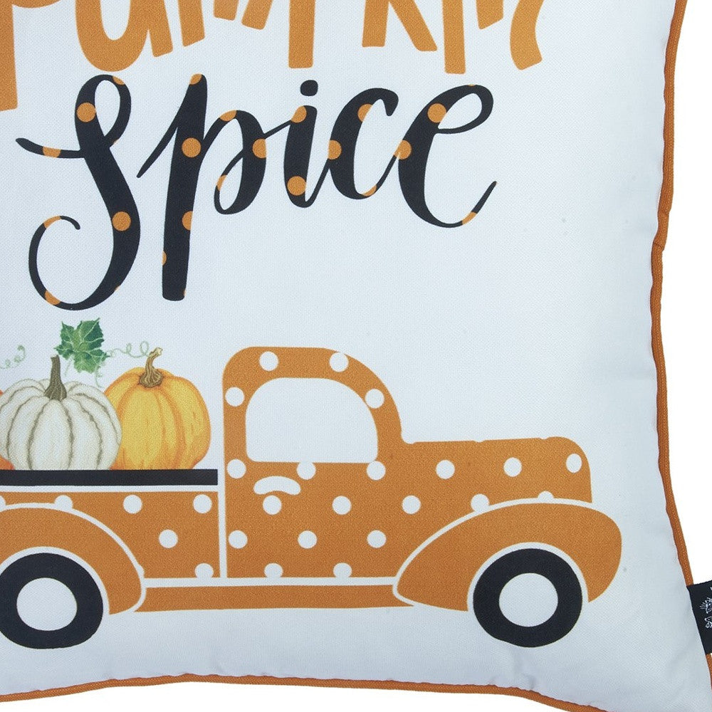 Set Of Four 18" Orange Pumpkin Pick Up Truck Pillow Covers