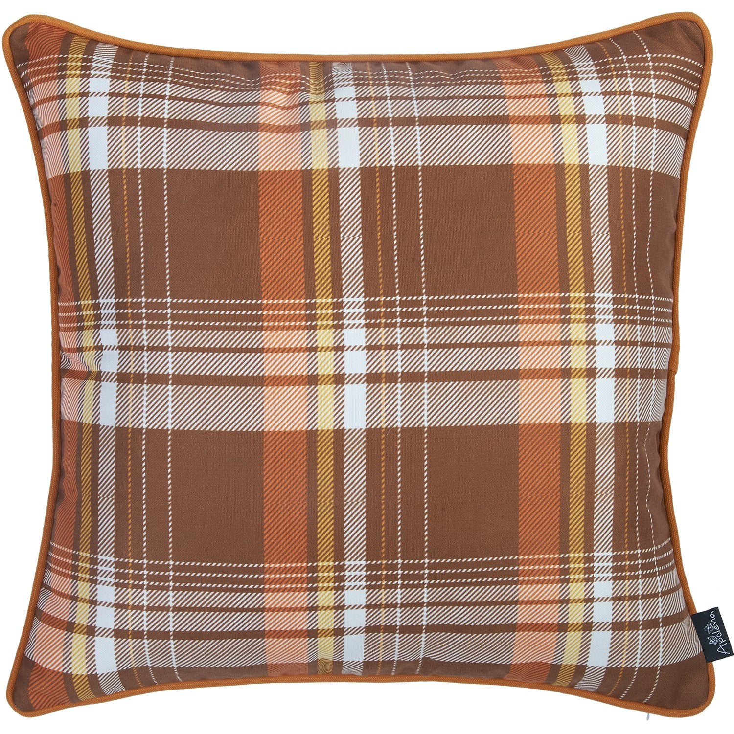 Set Of Four 18" Orange And Brown Plaid Pumpkins Throw Pillow Covers