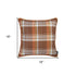 Set Of Four 18" Orange And Brown Plaid Pumpkins Throw Pillow Covers