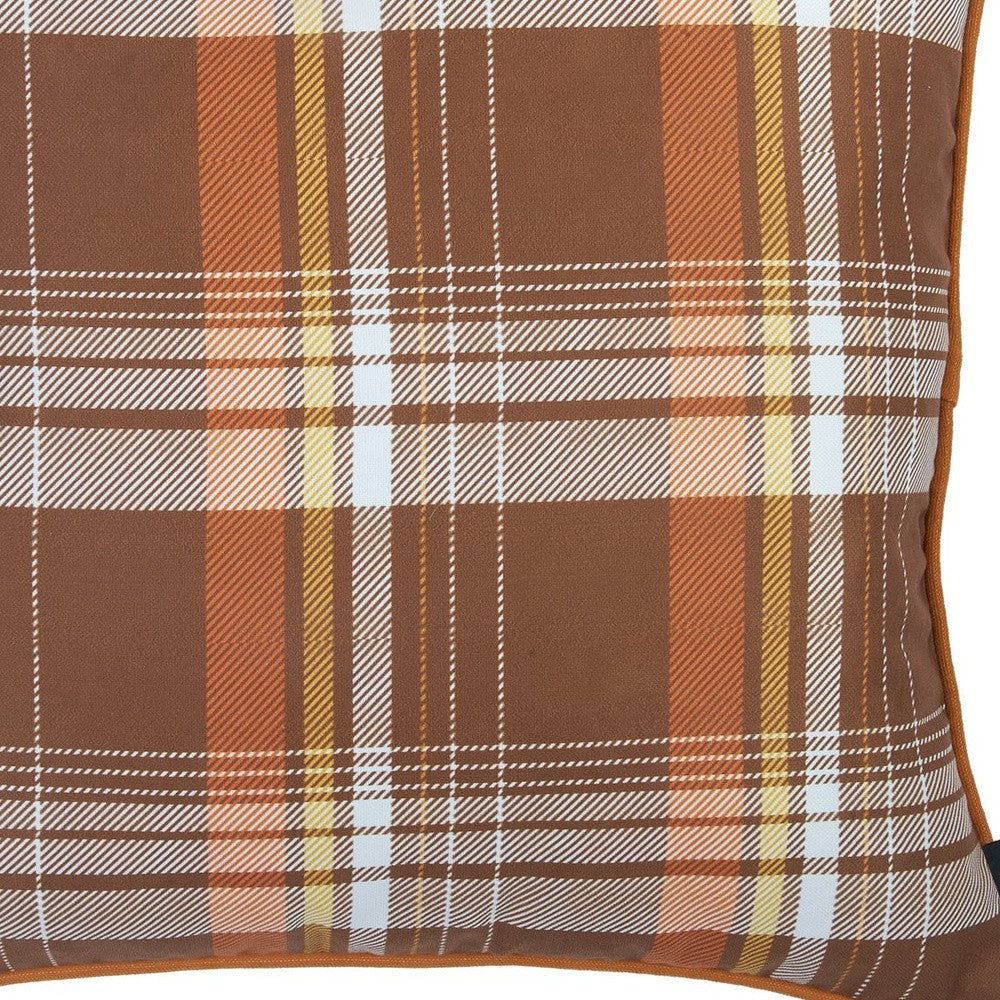 Set Of Four 18" Orange And Brown Plaid Pumpkins Throw Pillow Covers