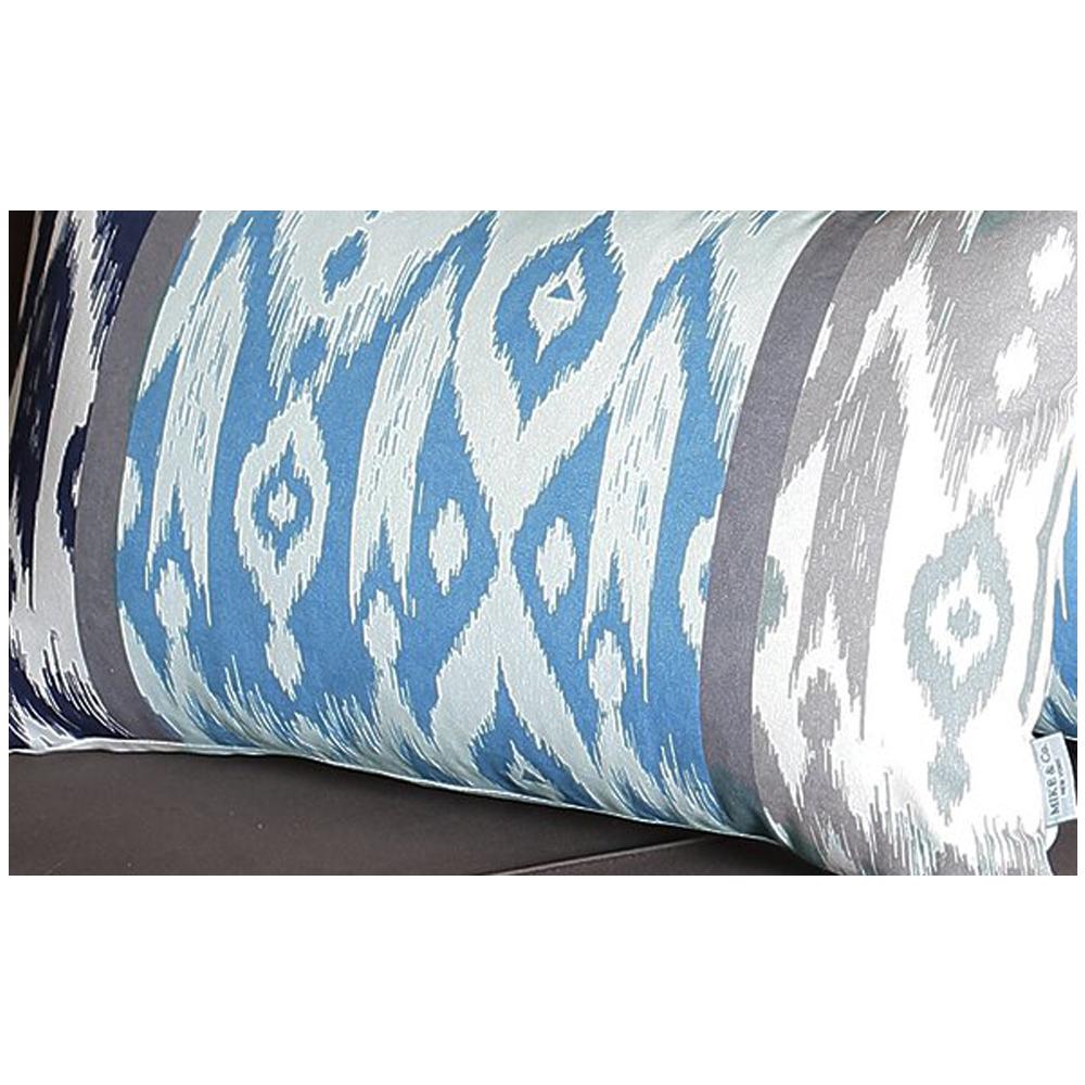 Set Of 4 Aqua Blue And Gray Ikat Lumbar Pillow Covers