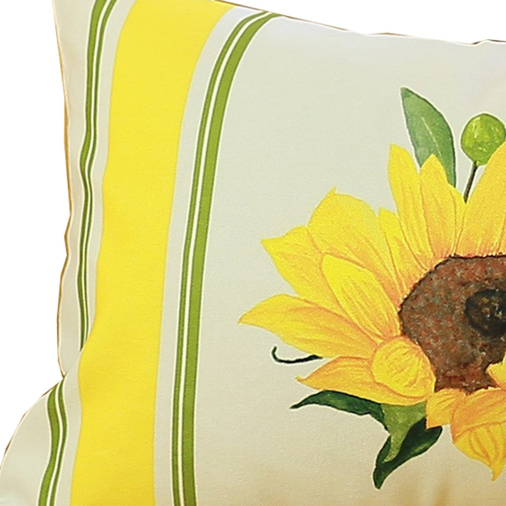 Set Of 4 Sunflower Design Lumbar Pillow Covers