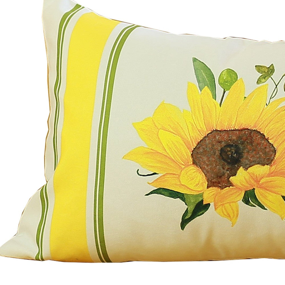 Set Of 4 Sunflower Design Lumbar Pillow Covers