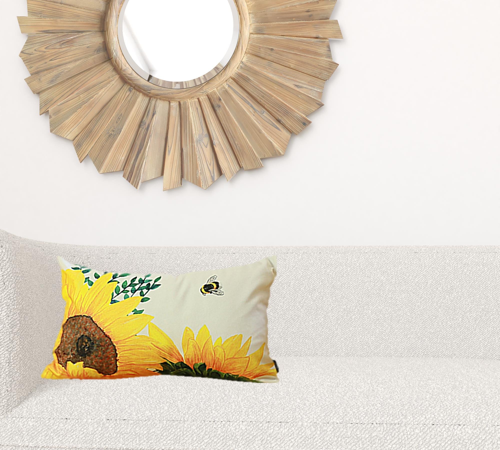 Set Of 4 20" Sunflower Bee Lumbar Pillow Cover In Multicolor