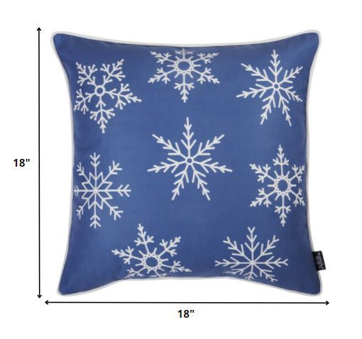 Set Of Two Blue 18" Holiday Snowflakes Throw Pillow Covers