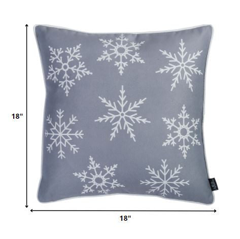 Set Of Two Silver Gray 18" Snowflakes Throw Pillow Covers