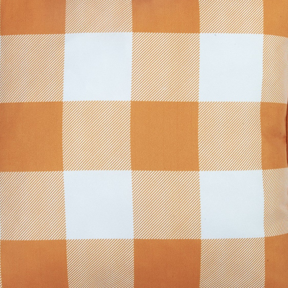 Set Of 2 18"  Fall Season Pumpkin Gingham Throw Pillow Cover