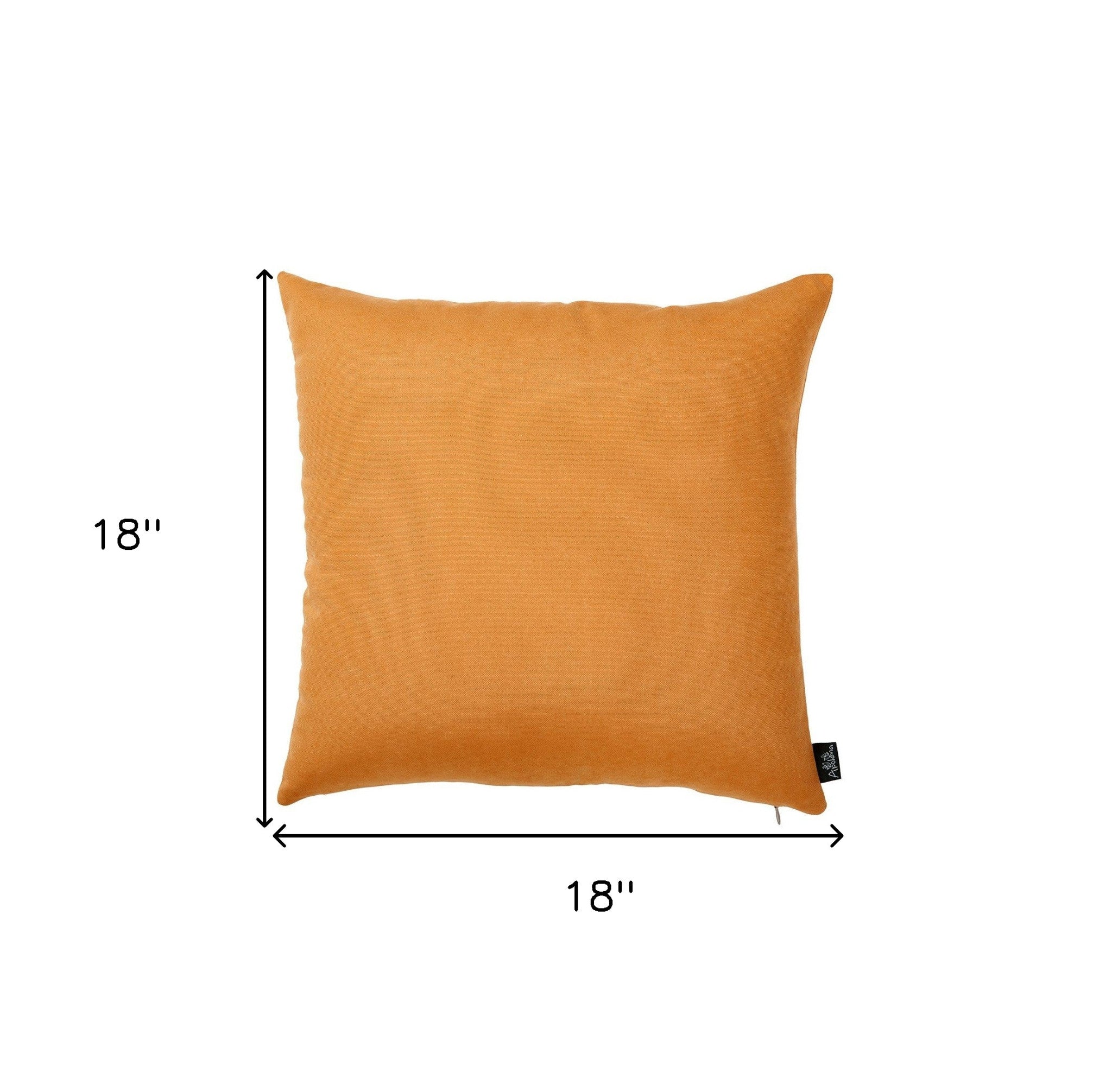 Set of Two 18" Orange and Ivory Pumpkin Spice Throw Pillow Covers