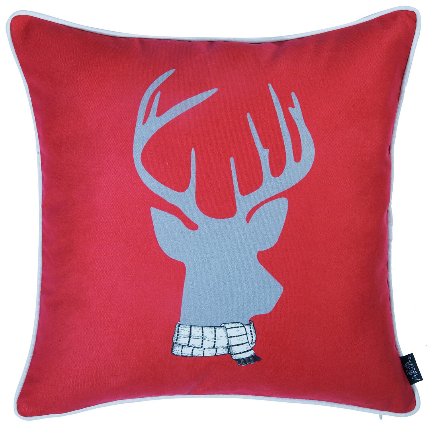 Set Of 4 18" Winter Deer Throw Pillow Cover In Multicolor