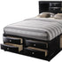 Black  Multi-Drawer Wood Platform  Full Bed With Pull Out Tray