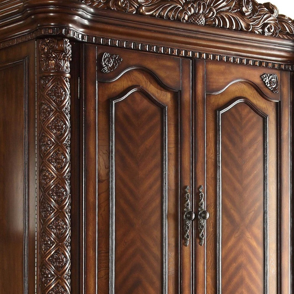 87" Two Doors Cherry Wood Tv Armoire