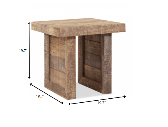 20" Brown Solid Wood End Table