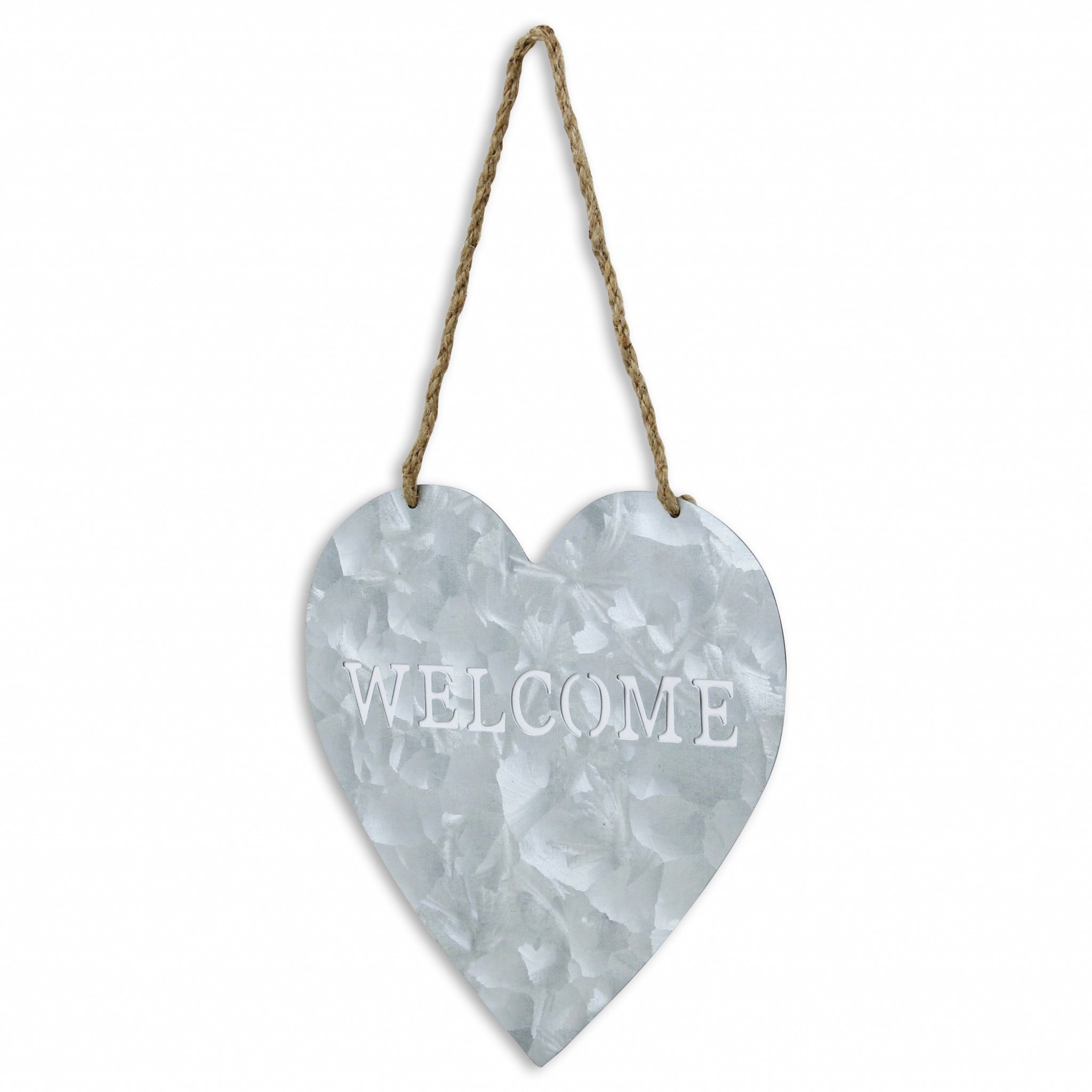 Welcome Gray Galvanized Metal Wall Art