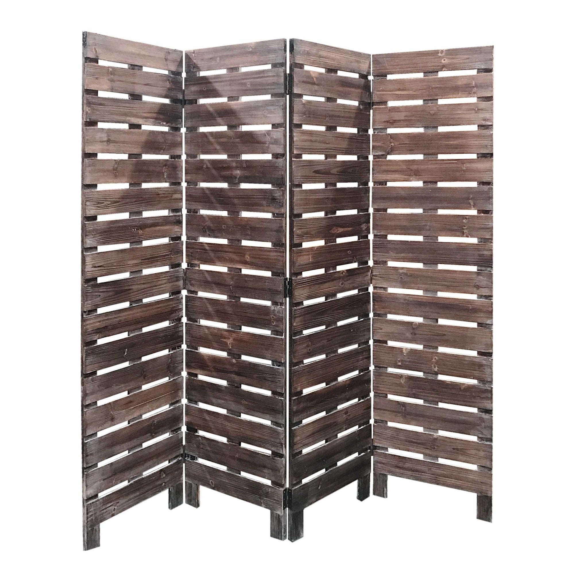 72" Brown Folding Four Panel Screen Room Divider