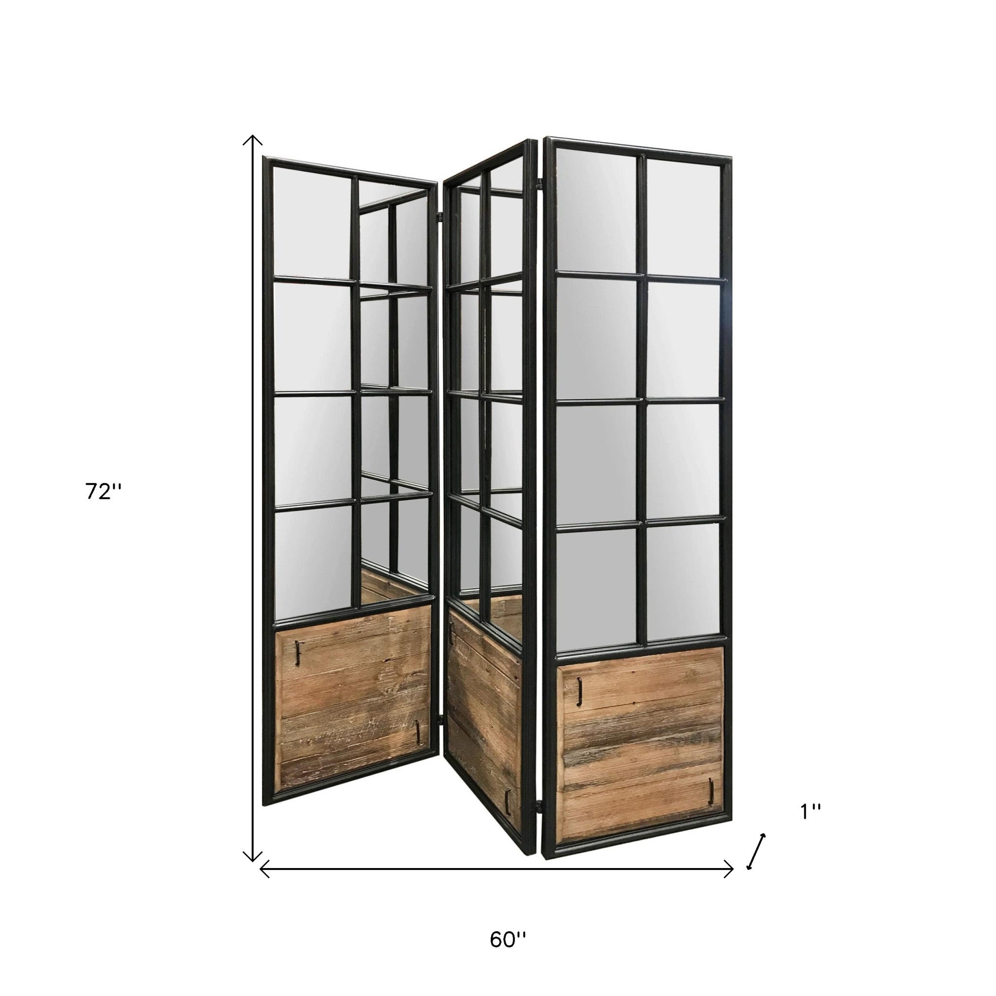 3 Panel Black And Brown Room Divider With An Optical Illusion