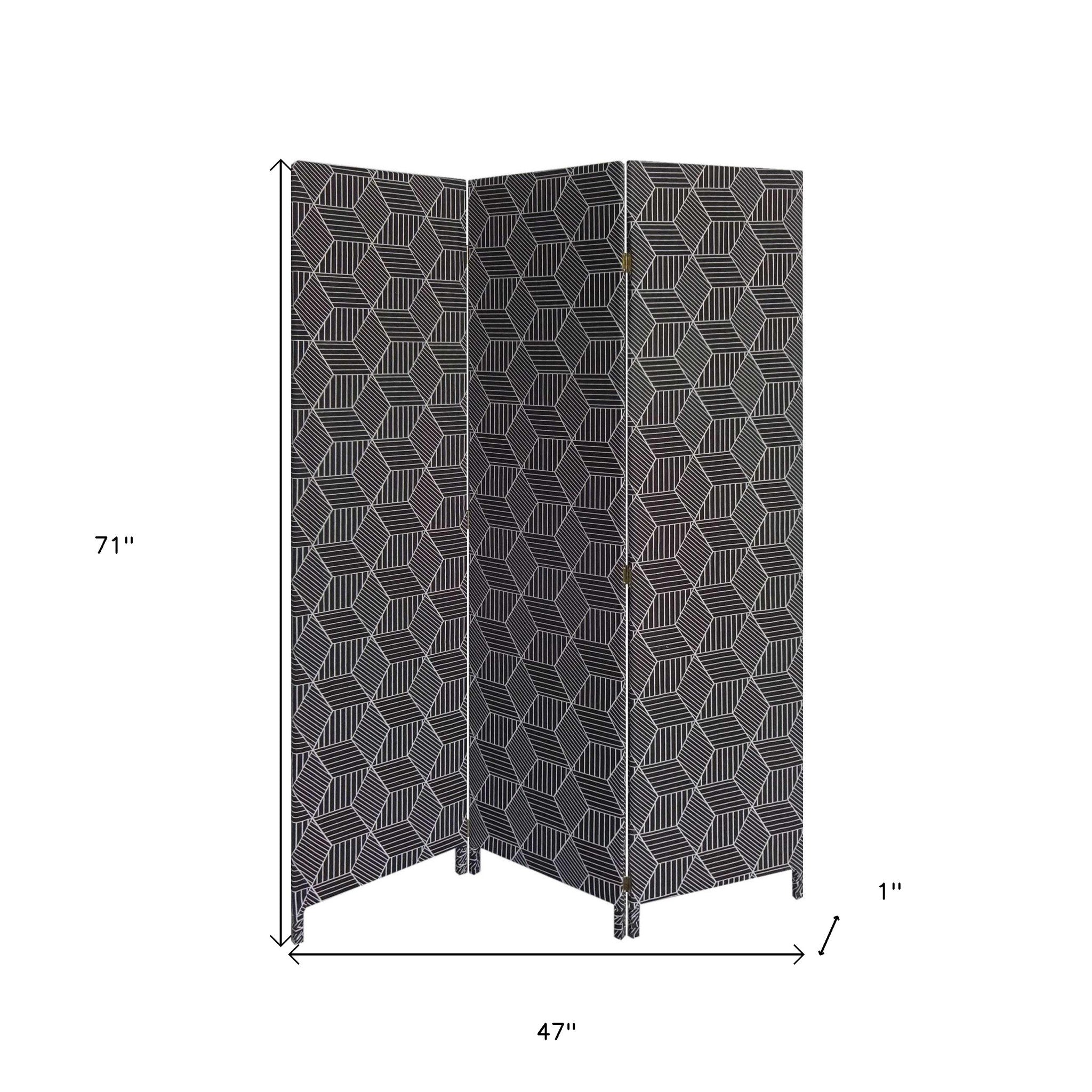 3 Panel Black Soft Fabric Finish Room Divider