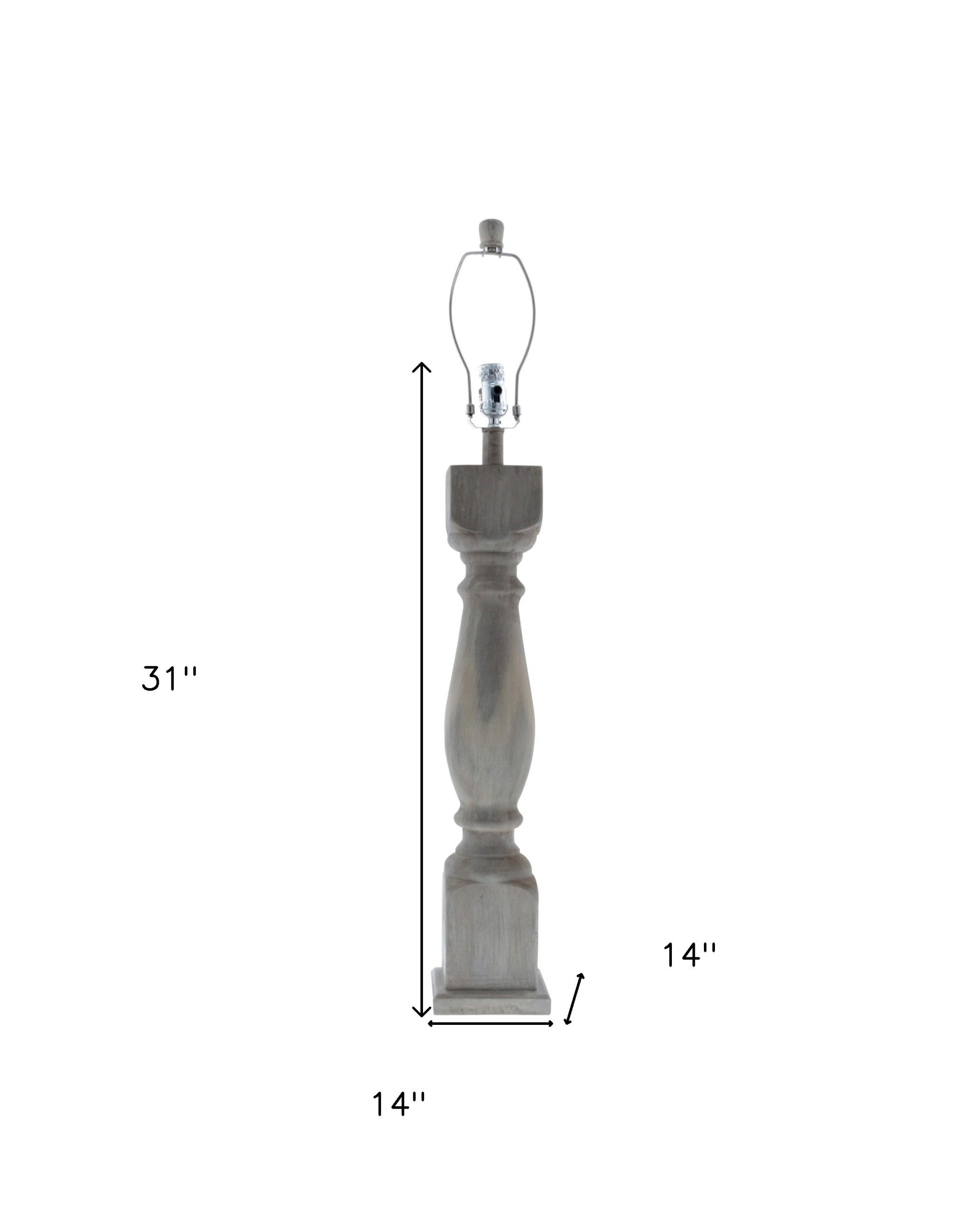 31" Gray Solid Wood Standard Table Lamp