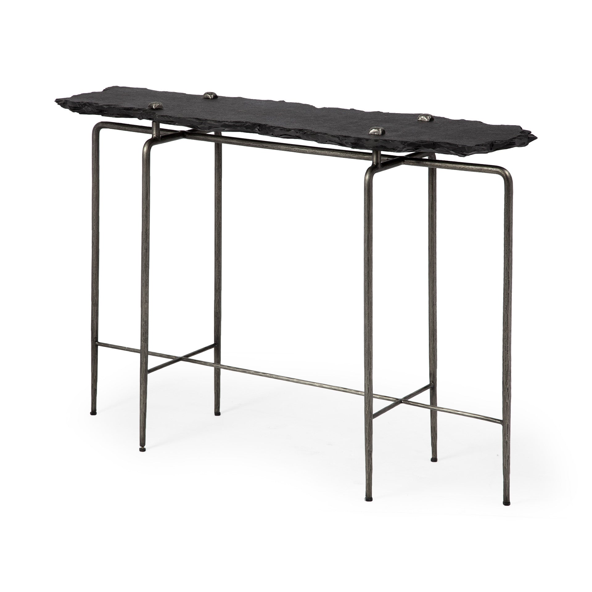 17" Black and Brown Slate 4 Legs Console Table